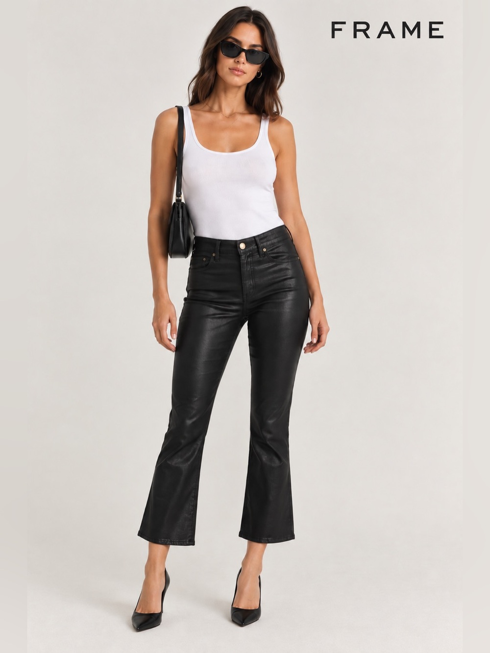FRAME Le Crop Mini Boot Noir Coated Jeans Revolve 26